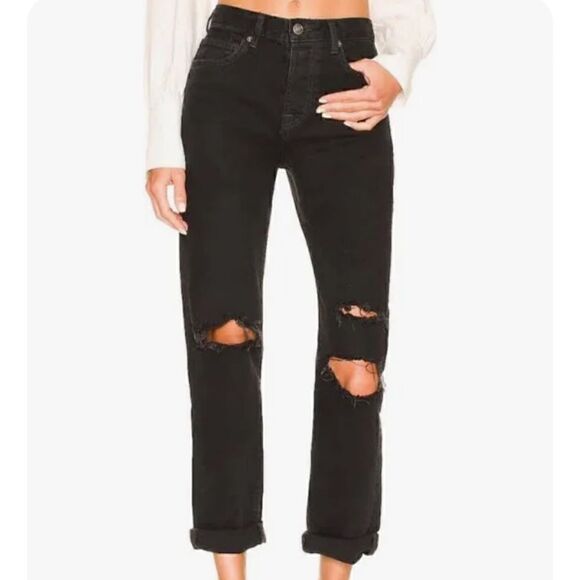 We The Free People Maggie distressed button fly fray leg denim jeans - Picture 7 of 9